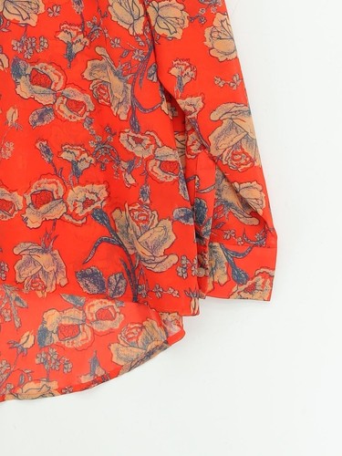 MinkPink Women's Blouse S Red Floral 100% Polyester Long Sleeve Collared Basic - Picture 4 of 5