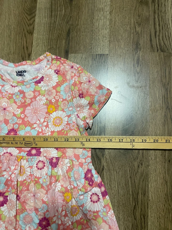 Lands' End Dress, Girl's Size Large, Multicolor, Floral, Short Sleeve - Image 3 of 4