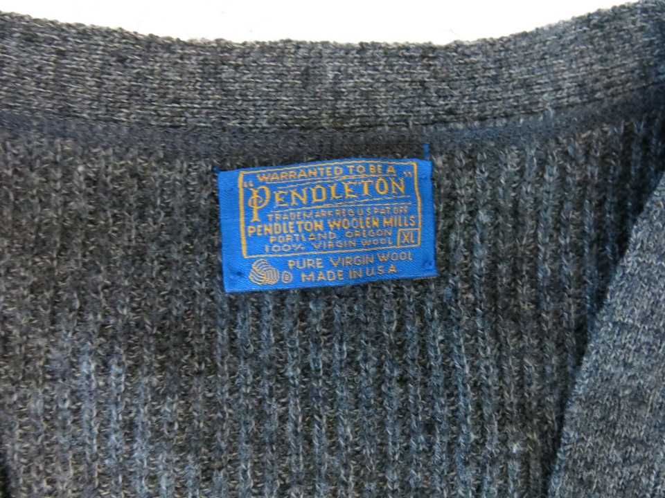 Pendleton Cardigan Mens XL Grey Wool Knit Button Up Grandpa Sweater