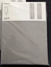 Ikea VIVAN Gray Curtains PAIR 57" x 98" Window Drapes - (2 Panels in package)