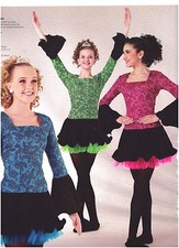 NWT Irish Celtic dress Wired cuff ruffle hem Lace Print 3 colors ch/ladies petti