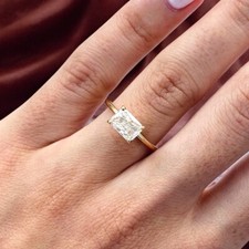 Anello donna oro giallo taglio cuscino diamante coltivato in laboratorio 1,00...