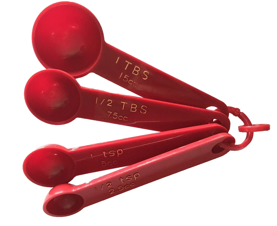 Red Farmhouse Kitchen Tools 2 Shakers and 2 Sets of Measuring Spoons - Image 2 of 4