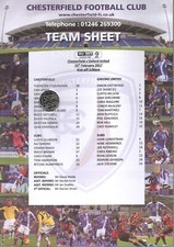 TEAM SHEET  - Chesterfield v Oxford United 25.2.2017