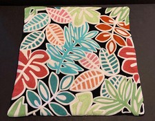 Pottery Barn PB Teen Pillow Cover Leafs Leaves Multi Color Black Crewel