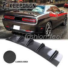 For Dodge Challenger CARBON FIBER Rear Bumper Diffuser Lip Splitter Shark Fins