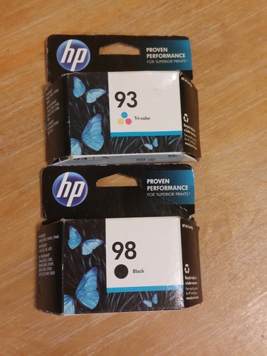 Genuine HP 98 Black, HP 93 Tri-color Ink Cartridges NEW In Box C9364WN, C9361WN - Picture 2 of 4