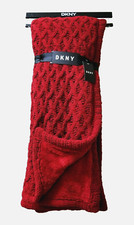 NICOLE MILLER CROSSWALK PLUSH WINE RED POLYESTER KNITTED THROW BLANKET 50