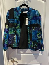 Chico's Silk Blazer Jacket Women's Sz 1 Collar Classic NEW