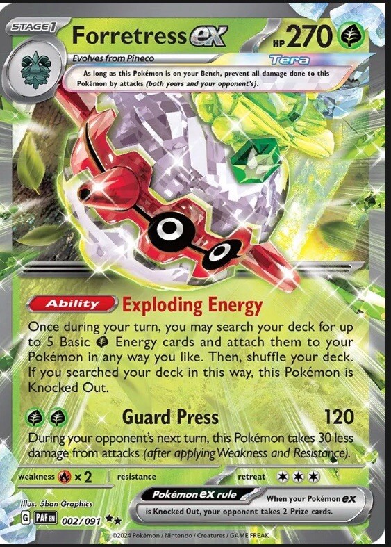 Forretress ex 002/091 - Paldean Fates - NM