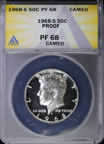 1968-S 50c Proof Kennedy Silver Half Dollar ANACS PF 68 | Cameo PR