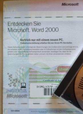 Microsoft Word 2000 CD mit Key