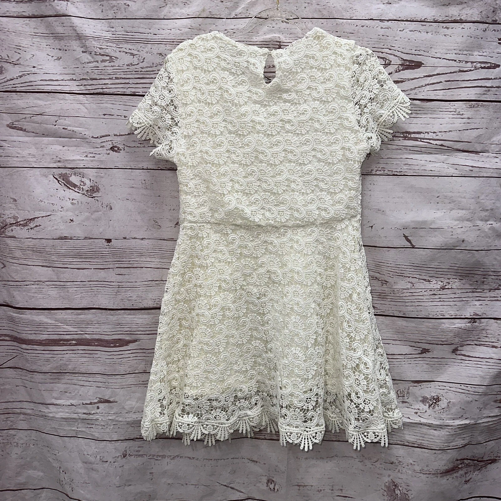 Zara Girls Off White Ivory Eyelet Dress Size 13 14