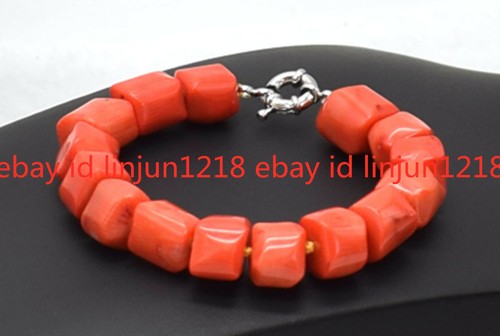 Natural 12-14mm Orange Sea Coral Gemstone Beads Bracelet Bangle 7.5'' AAA - Picture 12 of 12