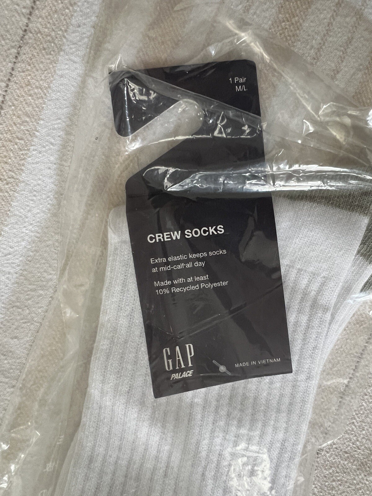 Palace x Gap Logo Crew Sock SS24 Men’s Size M/L Soft Stretch Cotton 90s Retro image 4