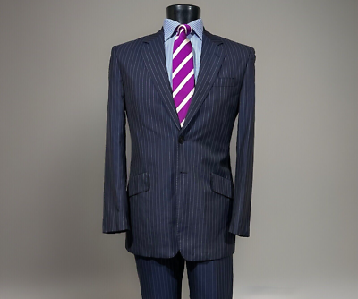 Paul Smith LONDON スーツ　ブルー　Ｌ Paul Smith Westbourne Wool Midnight Blue Purple Stripe Flat