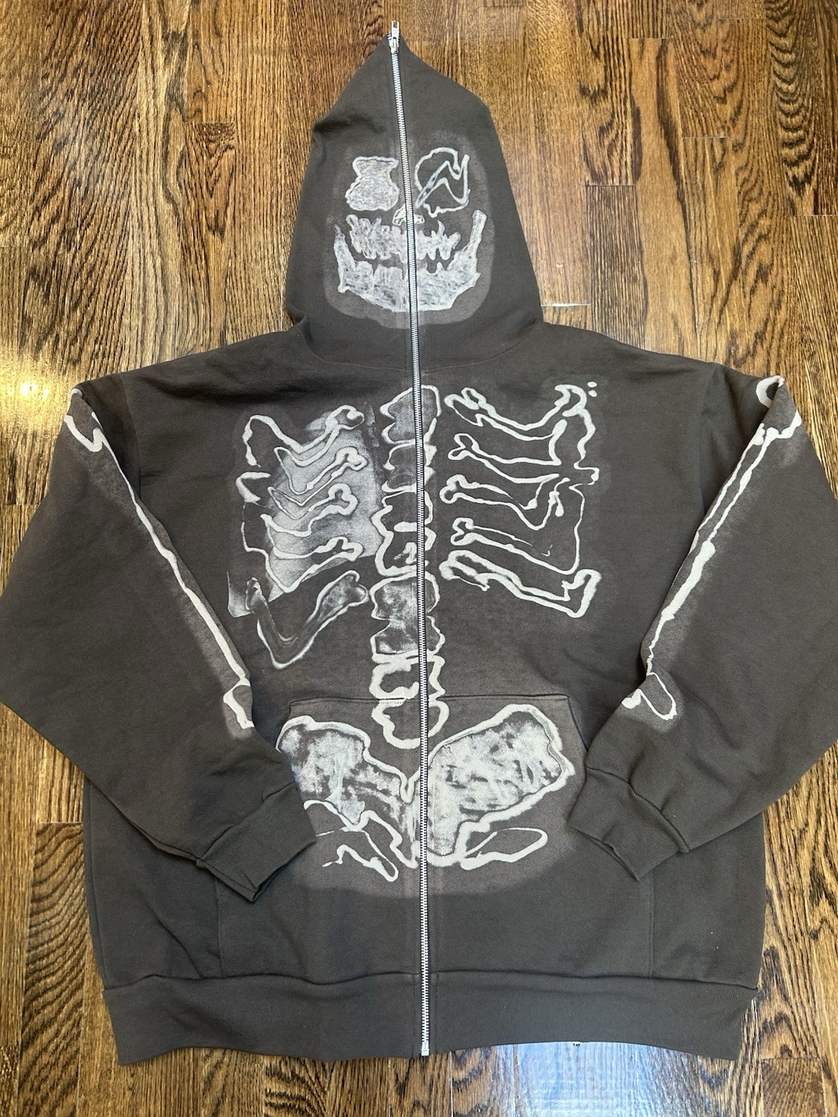 Authentic Travis Scott x Fragment Brown Mocha Skull Skelton Hoodie Men’s XL Rare