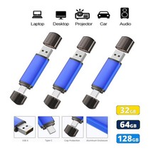 32GB 64GB 128GB USB 2.0 Flash Drive Dual Type-C Drive Memory Stick Pen Drive Lot