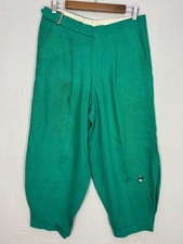 The T Barry Knicker Co. Pants Womens Peacock Green Linen Golf Knickers Vintage