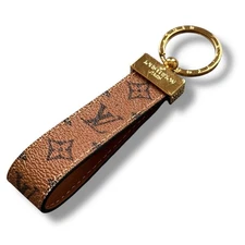 Louis Vuitton LV Brown Gold Monogram Dragonne Key ring Keychain M65221 - CX0197