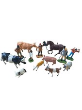 Lot Of 13 Vintage Britains Ltd Figurines Farm Animals Farmers Pig Cow