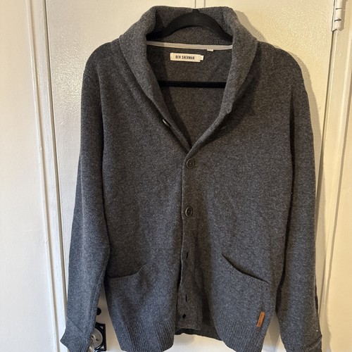 Herren Ben Sherman Pullover grau Rollkragen Button-Down Strickjacke Large - Bild 1 von 7