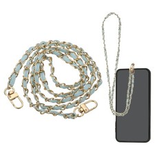 Phone Lanyard, 47" Crossbody Phone Gold Chain Strap with Tether Tab, Blue