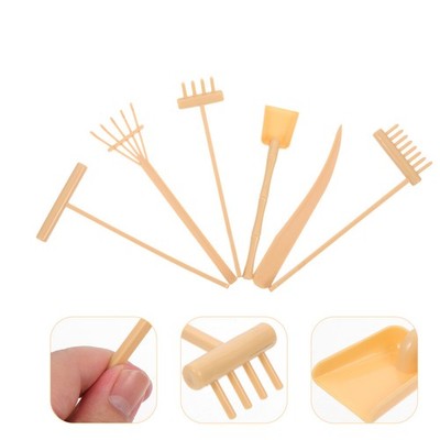 6Pcs Zen Garden Tool Set with Rake and Sand Tray Accessories