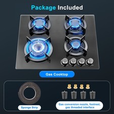 Gas Hob 2/4 Burners Kitchen Built in Cooktop Tempered Glass NG/LPG Dual Fuel UK