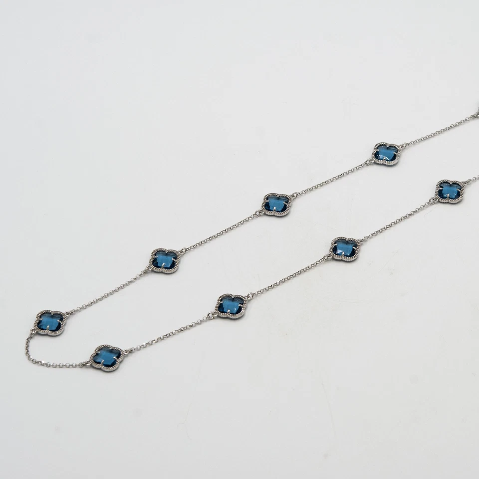 Collana lunga Chimera in argento 925 con inserti di cristallo blu L.581 - Immagine 3 di 4