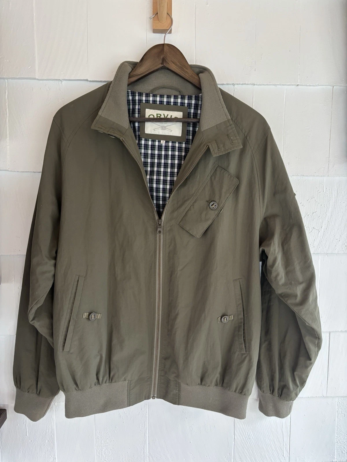 Orvis Men's Harrington Bomber Jacket Gray, Nylon Cotton, Weatherbreaker, Lined M