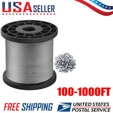 100-1000FT Stainless Steel Cable Wire Rope Aircraft Cable Railing Decking Kit US