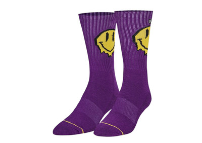 Odd Sox Pixel Drip Face Crew Socks Purple Size L (6-13)