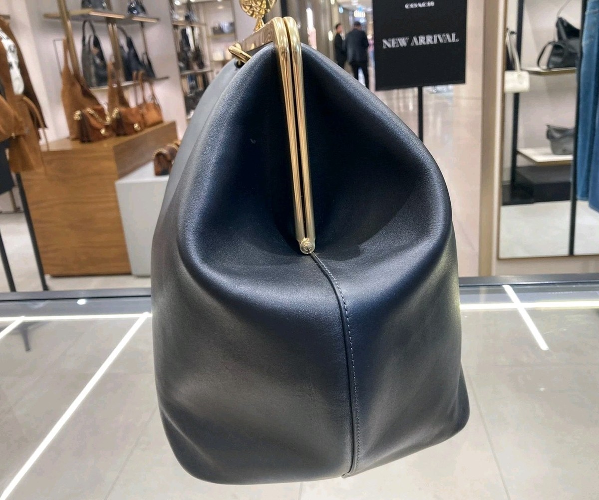 Coach Large Kisslock Frame Bag CBR51 B4/BK Black Glovetanned