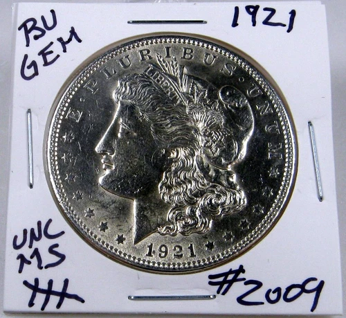 1921  MORGAN SILVER DOLLAR FROM ORIGINAL BANK BAG GEM BU US MINT #2009