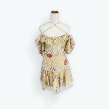 Zimmermann Melody Off Shoulder Mini Dress Mustard Floral Print Size 10 Excellent