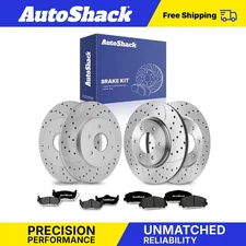 Front Rear Drilled Slotted Brake Rotors Ceramic Pads for Nissan TITAN 5.6L