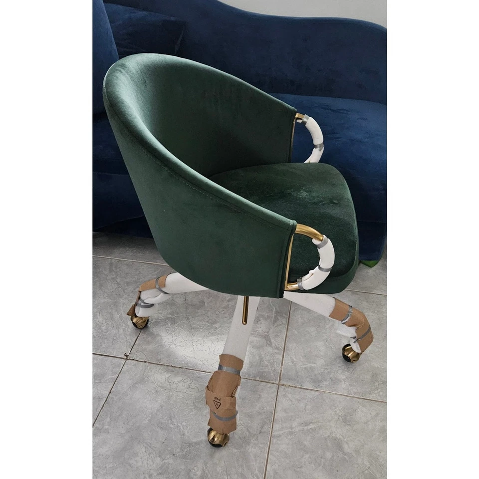 Зеленый бархат золото металлический офисный стол стул регулируемый прокатки поворотный новый - Изображение 3 из 4