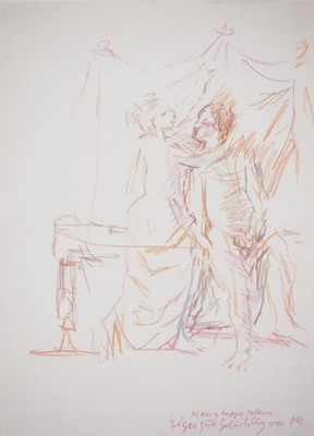 Oskar Kokoschka: Paar, Das Edgars Geburtstag Feiert - Lithographie
