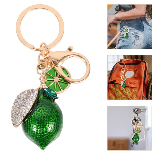 Simulated Lemon Keychain Keyring -shape Rhinestone Fruit Pendant - Picture 7 of 14