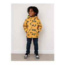 Yellow Dinosaur Print Hooded Rain Jacket Unisex Kids Size 4T Long Sleeve