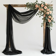 Wedding Arch Draping Fabric 28.7 x 20FT Black Sheer Backdrop for Ceremony, Bi...
