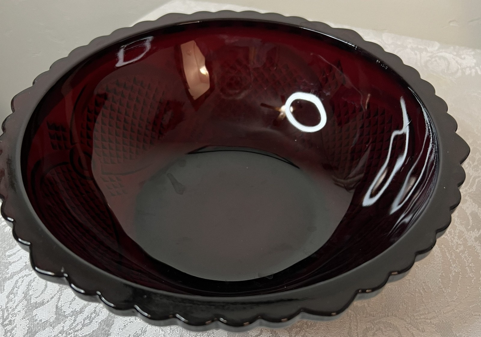 Avon Cape Cod Ruby Red Glass Large Serving Bowl 8.5