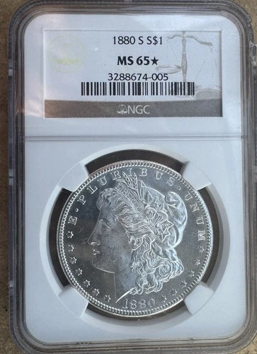 1880 S Morgan Silver Dollar Coin NGC MS 65*