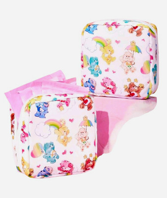 White Care Bears Person Cartoon Character Print Zipper Makeup Bag Cosmetic Pouch