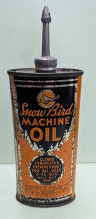 Vintage Snow Bird Machine Oil 4oz Oval Lead Top HANDY OILER