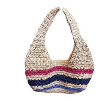 Universal Thread Woven Straw Hobo Purse Colorblock Striped Summer Tote Bag