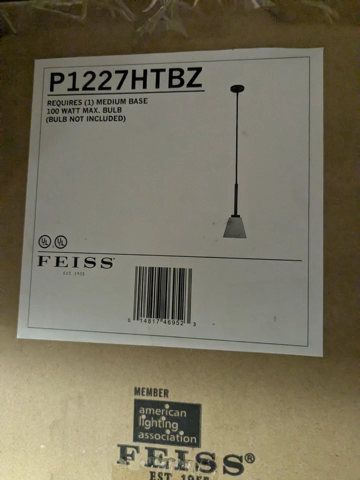 Feiss P1227HTBZ Nolan Collection 1-Light Mini-Pendant Heritage Bronze Finish NIB - Image 2 of 2