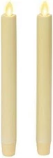 Luminara Flickering Battery Operated Flameless Taper Candles, Ivory - Set of 2