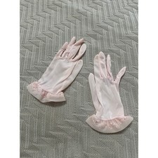 Vintage pink sheer wrist length gloves size S/M
